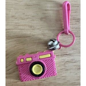 Vintage 1980s Plastic Bell Charm Pink Yellow Camera For 80s Charm Necklace
